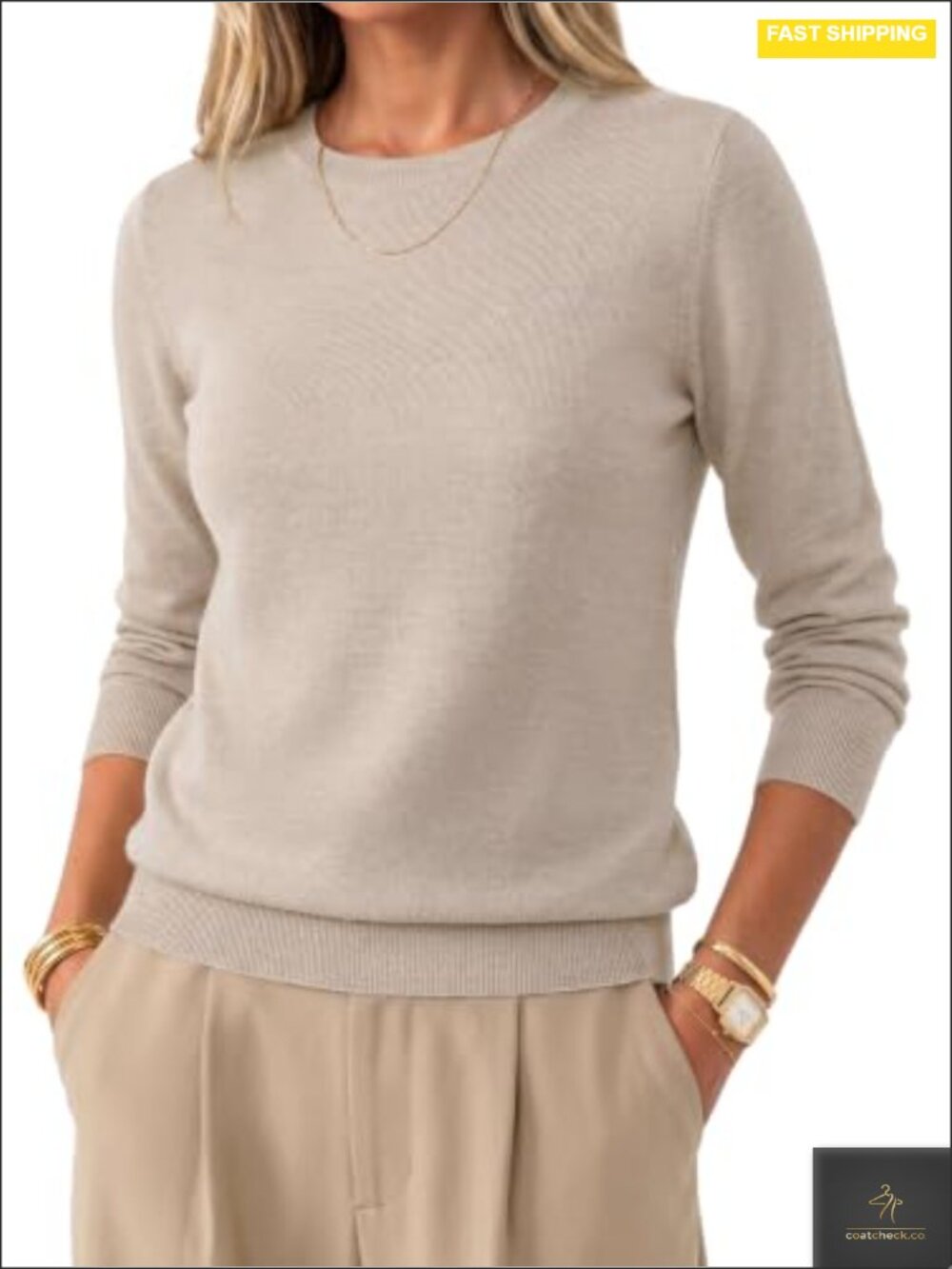 Women's 100% Merino Wool Long Sleeve Crew Neck Sweater | Machine Washable,